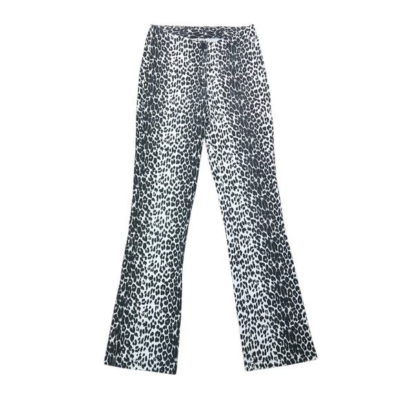 Vintage Pants - Vintage 90s white and black leopard cheetah print bootcut pants XS